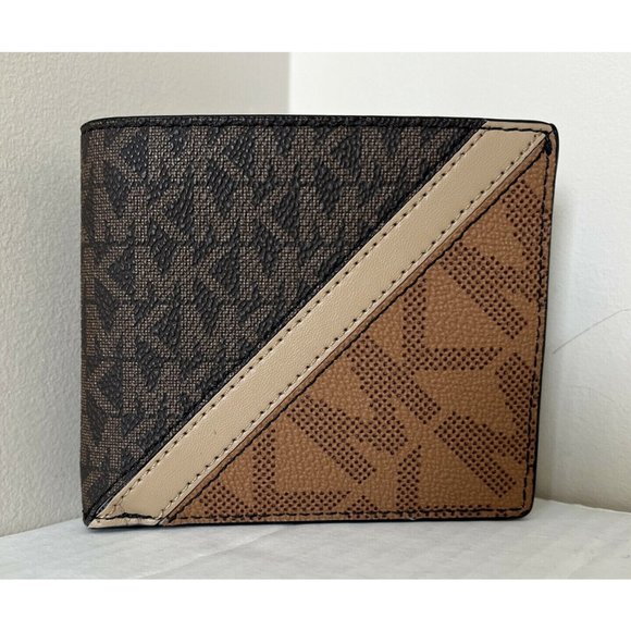 New Michael Kors Cooper Men's Billfold Wallet Brown multi - Picture 1 of 4
